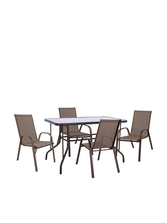 Garden & Outdoor Furniture Sets Dining Room Type Set Brown 5 Pieces