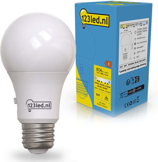 123led Bec LED 8W Pentru Bază De Bec E27 și Formă A60 Alb Cald Până La Alb Rece 806 Lumen Reglabil În Intensitate