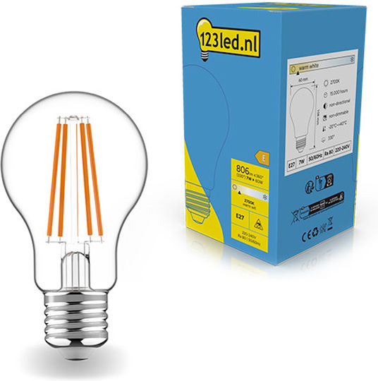123led Λάμπα LED 7W για Ντουί E27 και Σχήμα A60 Θερμό Λευκό 806lm