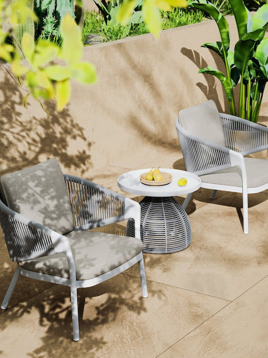 Auxiliary Table for Small Outdoor Spaces Aluminum Cream 55x55x45cm