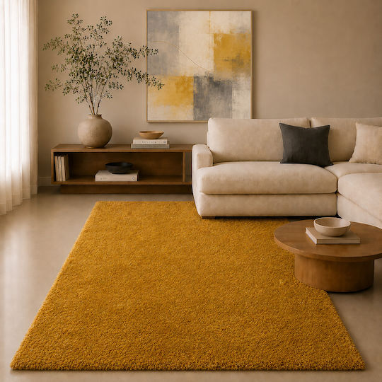 Noelia Living Room Rug Runner Shaggy Yellow 80x150cm