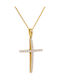 Damen Gold Kreuz 14K mit Kette
