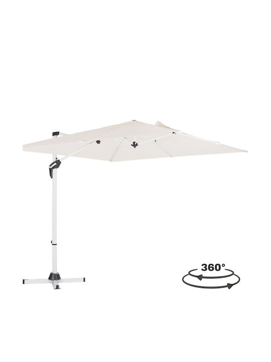 Professional Hanging Square Aluminum Garden & Terrace Parasol White 2.7x2.7m
