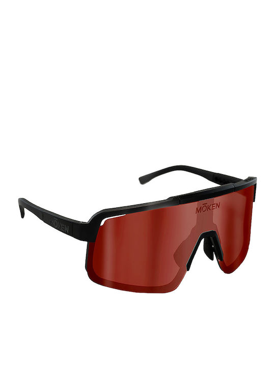 Moken Unisex Sonnenbrillen mit Schwarzem Rahmen MKNH21 BLK-RED