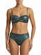 Women's Bikini Strapless Push-up Underwire Metallic Animal Print Black