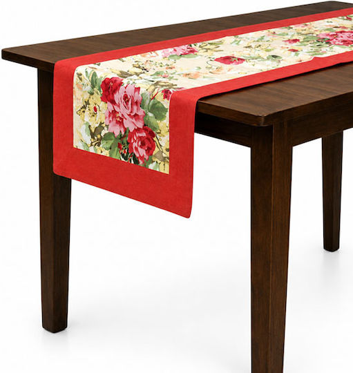 Inart Runner Red-Beige 40x135cm Inart Runner Red-Beige 40x135cm