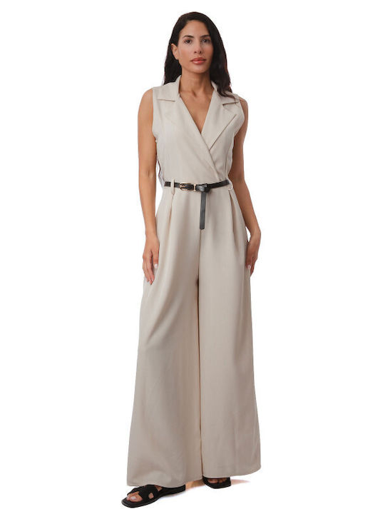 Silia D Damen Ärmellose Jumpsuit Beige