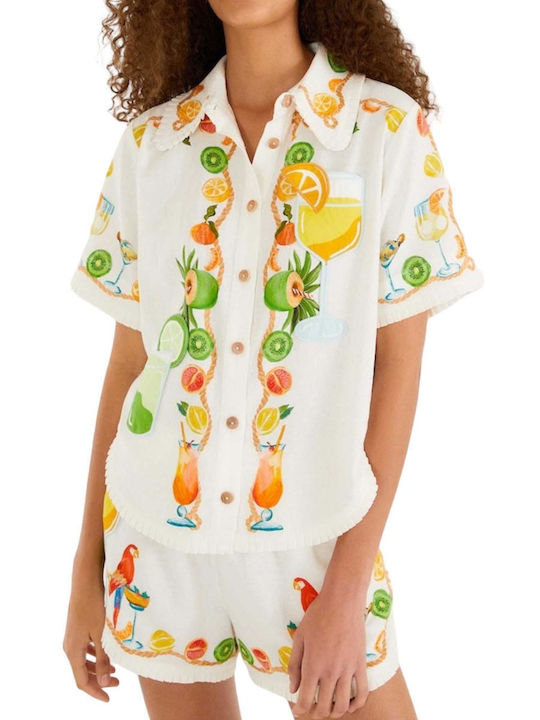 Short Sleeve Women's Shirt Off-white