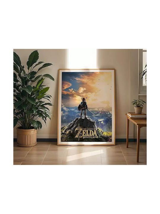 Gaming Poster Zelda Breath Wild Gm2338 40cm X 50cm White Wooden Frame