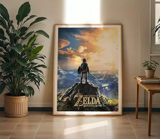 Gaming Poster Zelda Breath Wild Gm2338 40cm X 50cm White Wooden Frame