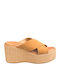 Sommer Damenplattformen in Stil Pantoffeln Tabac Braun
