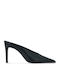 Leather Mules with High Heel in Black Colour