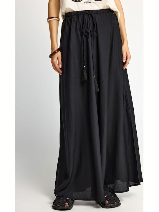 Funky Buddha High Waist Maxi Envelope Skirt Bla...
