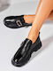 Δερμάτινα Γυναικεία Oxfords σε Μαύρο Χρώμα