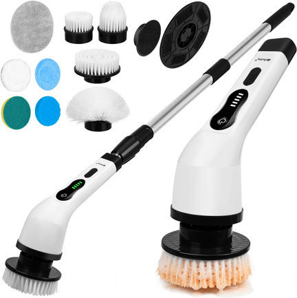 Ruhhy Perie Electrică Rotativă Pentru Baie Cu Mâner Telescopic 9 Accesorii Usb 27015
