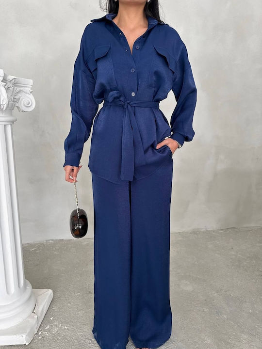 Elloturcia Damen Set mit Marineblauen Hosen