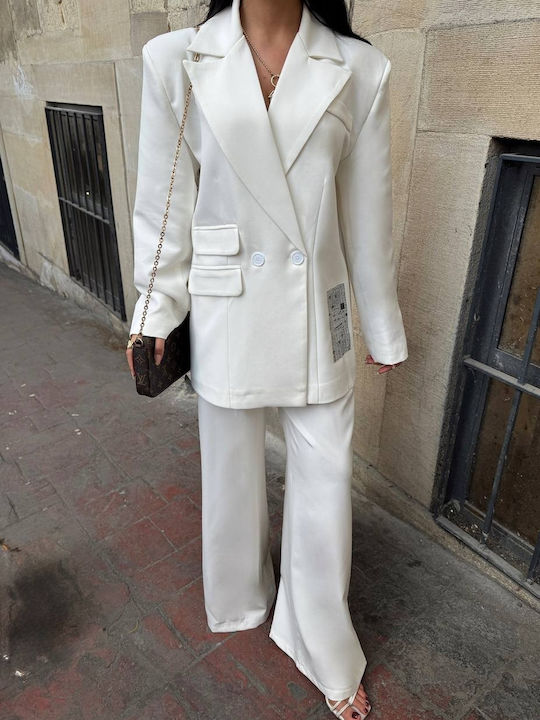 Elloturcia Pantaloni Dama Alb Costum