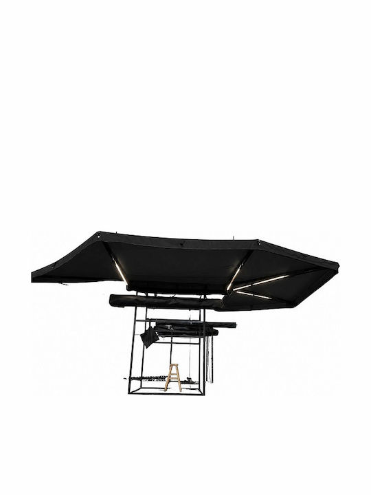 Sideway Sunshade Roller Terrace with LEDs Black x