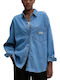 Langärmeliges Damenhemden Medium Blau