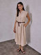 Celestino Women's Shirt Dress Knitted Belt Beige