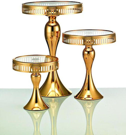Metallic Gold Cake Stands Set of 3 Pcs Φ27x40 Φ23x28 Φ19x20cm