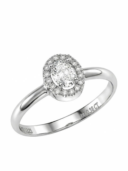 Single Stone Ring From 18K White Gold With Diamond