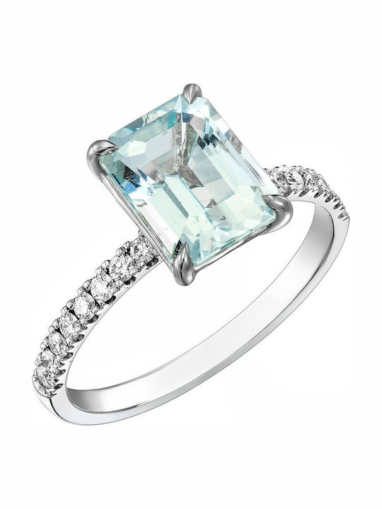Inel Din Aur Alb 18K Cu Diamant