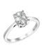 Single Stone Ring From 18K White Gold With Diamond
