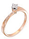 Inel Din Aur Roz 18K Cu Diamant