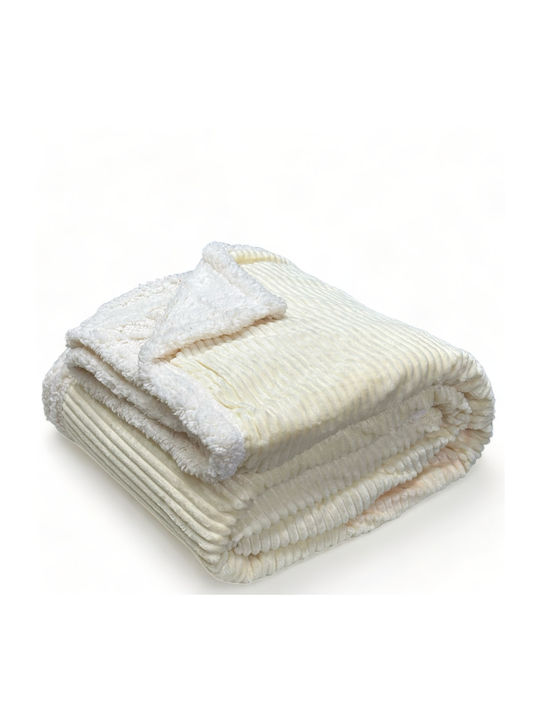 Fleece Sherpa Fur Blanket Super Double 220*240 Beige-95.102