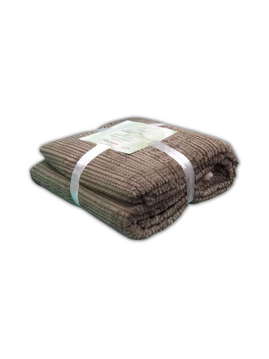 Κουβέρτα Fleece Γούνα Sherpa Υπέρδιπλη Καφέ 220...