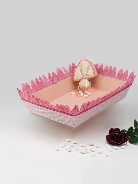 Καλαθι Μπομπονιερες Χαρτινο Ροζ 51x36cm