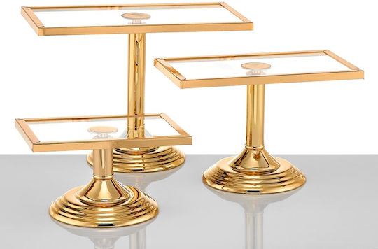 Metallic Gold Cake Stands Set of 3 Pieces 30x14x21 25x14x16 20x14x11cm