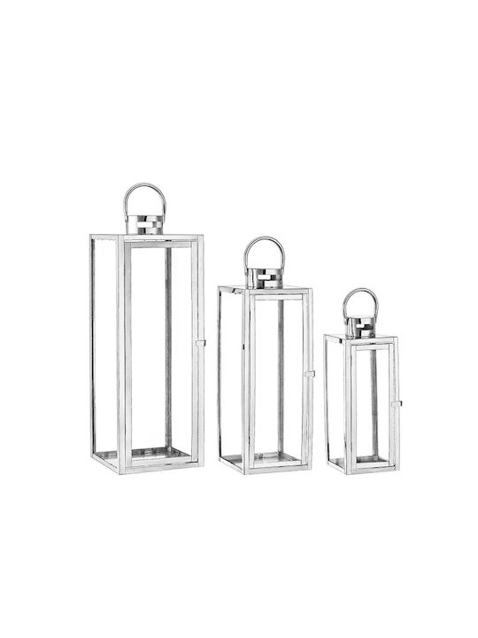 Set Lămpi De Veghe Metalice Argintii 3 Bucăți