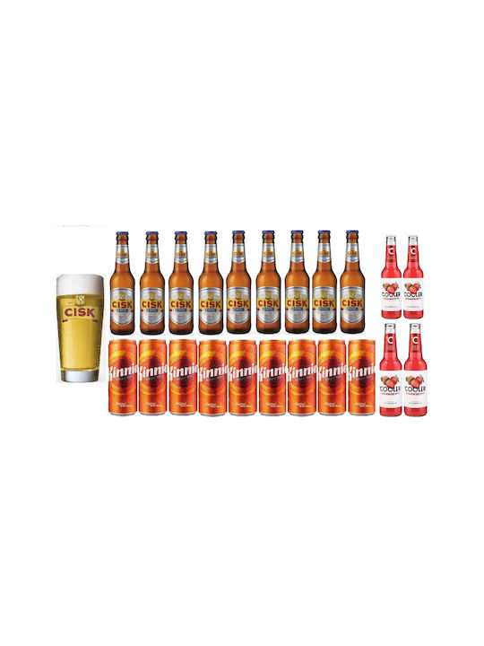 Ποτηρι Μπυρας Cisk 400 Ml 9x Cisk Excel 330ml 9x Kinnie 330ml 4χ Cooler Strawberry 4%