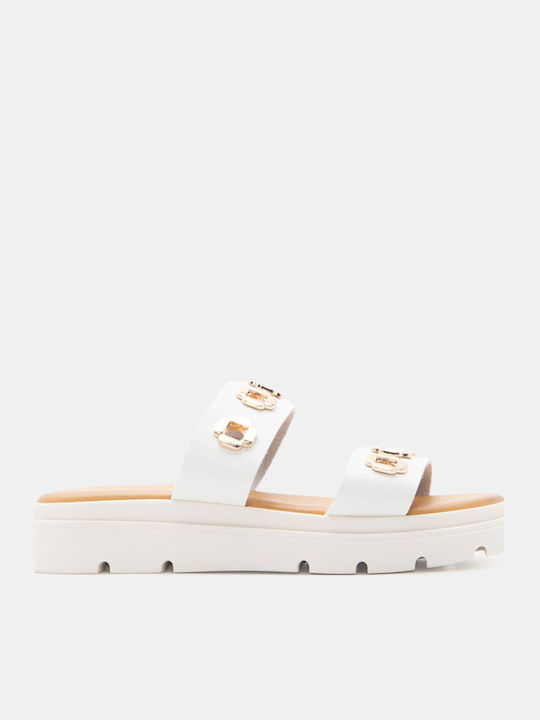 Luigi Γυναικεία Σανδάλια Flatforms Λευκά