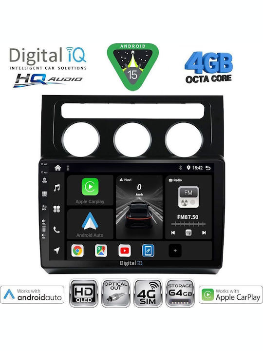 Digital IQ Sistem Audio Auto pentru VW Turan 2003-2010 cu Clima Bluetooth USB Wi-Fi GPS Apple CarPlay Android Auto cu Ecran Tactil 10"