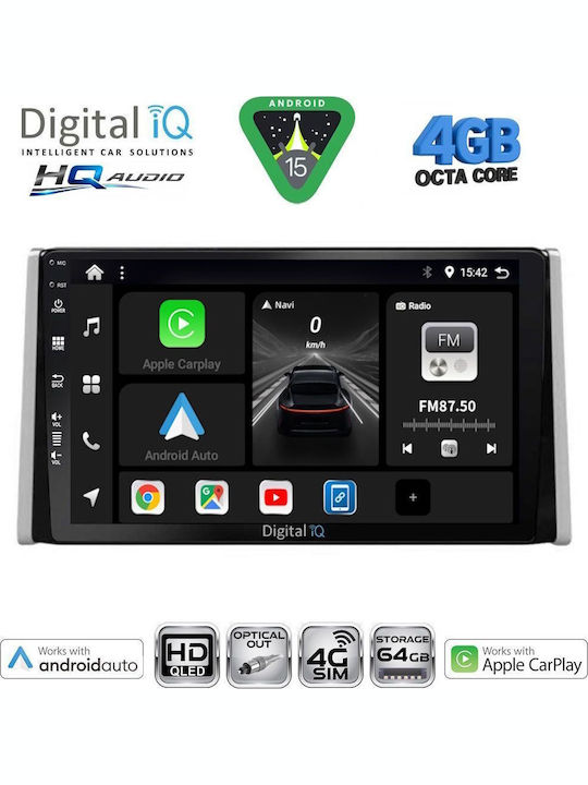 Digital IQ Auto-Audiosystem für Toyota RAV 4 2019+ mit Touchscreen 10" Bluetooth USB Eingebautes Wi-Fi GPS Apple CarPlay Android Auto
