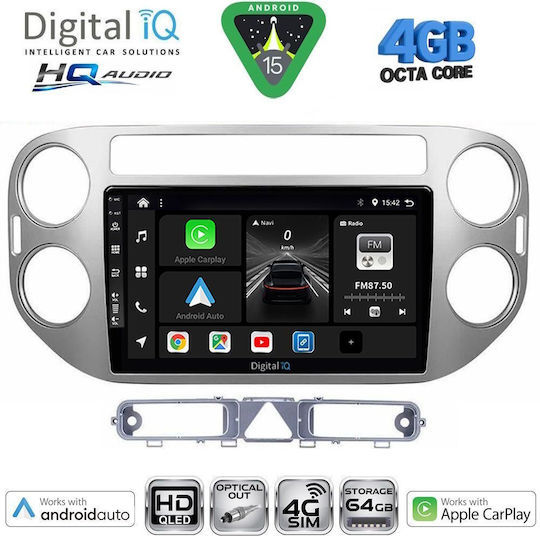 Digital IQ Ηχοσύστημα Αυτοκινήτου για Volkswagen Tiguan 2004-2011 (Bluetooth/USB/WiFi/GPS/Apple-Carplay/Android-Auto) με Οθόνη Αφής 9"