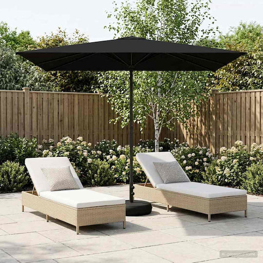 Round Aluminum Garden Parasol Black Diameter 3xHeight 2.28m