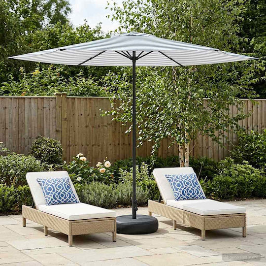 Circular Aluminum Garden Parasol Blue Diameter 3xHeight 2.28m