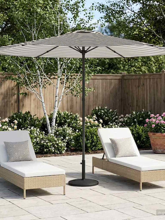 Round Aluminum Garden Parasol Black Φ3xΥ2.23m