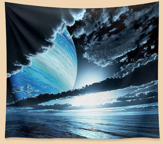 FRIPIA Decorative Tapestry Handmade Blue Made of Fabric 200x150cm