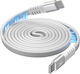 Flat Подсилен Магнитен USB-C Към USB-C 3A Power Delivery 60W Кабел 1.2m Бял