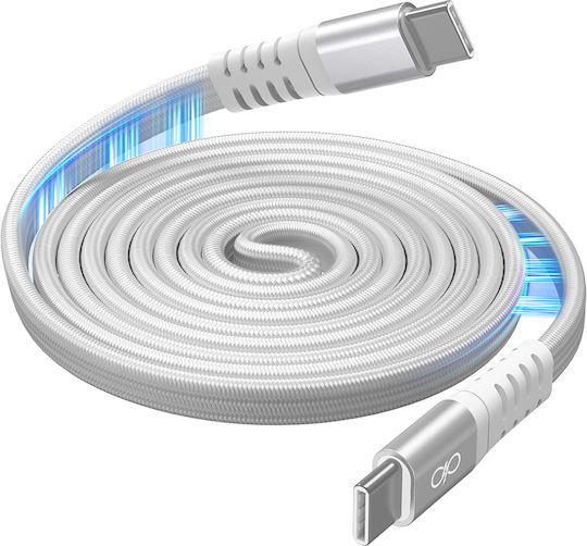 Flat Подсилен Магнитен USB-C Към USB-C 3A Power Delivery 60W Кабел 1.2m Бял