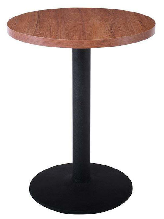 Maro Round Wooden Table with Metal Frame Walnut 45x45cm