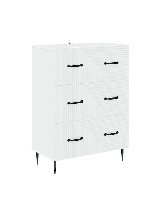 Chest of Drawers Bedroom Wood & Metal White 66x...