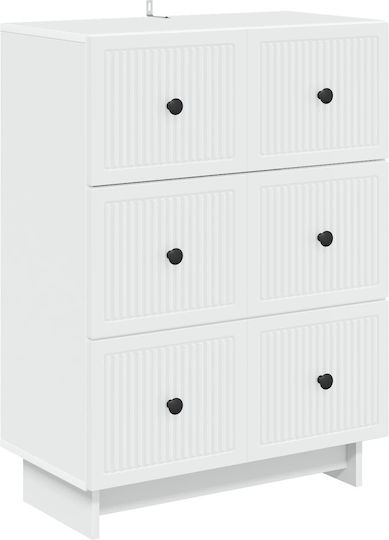 Bedroom Chest of Drawers made of Wood and Metal with 3 Drawers White 66x34.5x90cm