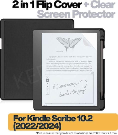 2in1 Case Kindle Scribe 10.2 2022/2024 Inkora Flex Black Clear Screen Care Bundle