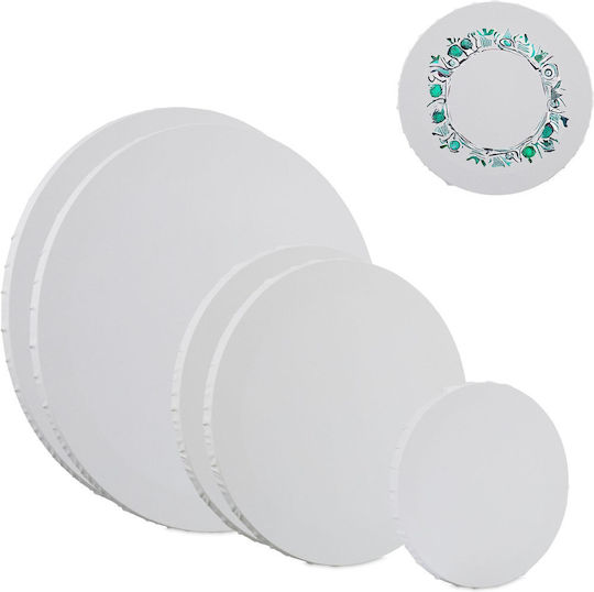 Relaxdays Set 6 Round Canvases White 40x1.5x40 Cm
